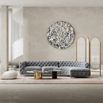 Chesterfield Siedziba Design Couch Lounge Sofy Włókienniczy Narożnikowa kanapa L-form Żywy krajobraz