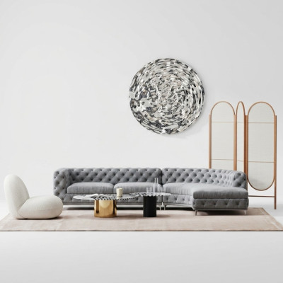 Chesterfield Siedziba Design Couch Lounge Sofy Włókienniczy Narożnikowa kanapa L-form Żywy krajobraz