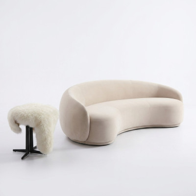 Design Couch Sofy Wypoczynkowe Aksamit Sofa 3 Siedziba Materiał Okrągły Club Meble Narożnik Ustaw