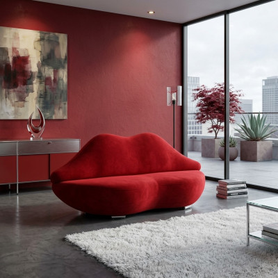 Lips Sofa 2 miejsce do siedzenia Podkładka Aksamit Modern Relaks Siedziba Luxury Meble Couch Meble Nowe