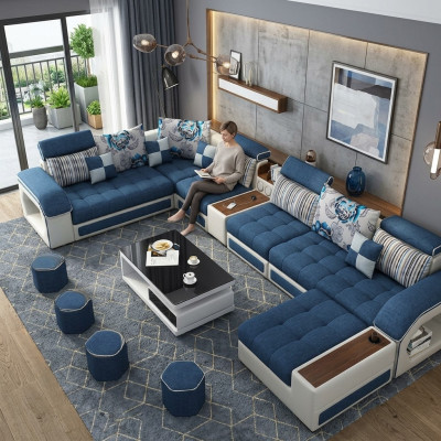 Narożnikowa kanapa Kształt U Podkładka Modern Relaks Siedziba Luxus Meble Żywy krajobraz Sofa Couch