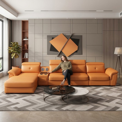 Sofa Kanapa Narożnikowa kanapa L-form Podkładka Modern Siedziba Relaks Luxus Meble Żywy krajobraz