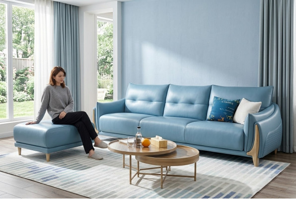 Sofa 3 miejsce do siedzenia Modern Relaks Siedziba Meble Trzyosobowa Blue Podkładka Luxury Meble Nowość