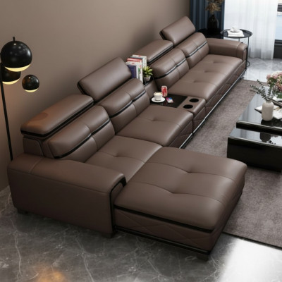 Siedziba Meble Żywy krajobraz Luxury sztuczna skóra Narożnikowa kanapa L-form Podkładka Modern Relaks