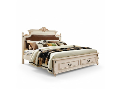 Łóżko Podkładka Design Luksusowe Dwuosobowe łóżko Hotelowe Sypialnia Baroque Drewno Meble Nowe
