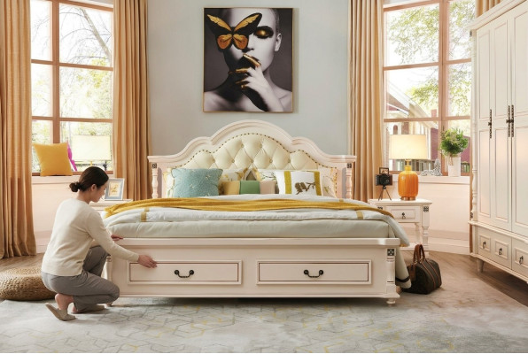 Łóżko drewniane Łóżko Design Luxury Double Hotel łóżko Sypialnia 180x200 cm Drewno