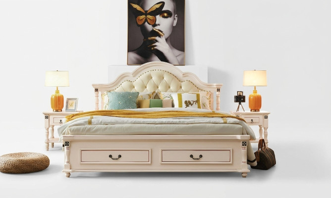 Łóżko drewniane Łóżko Design Luxury Double Hotel łóżko Sypialnia 180x200 cm Drewno