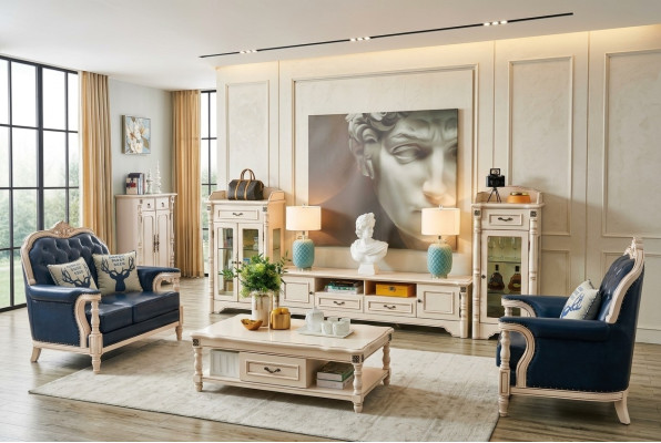 3 kawałki Jednostka ścienna Szafka RTV Elegancka Gablota Living Room Design Classic