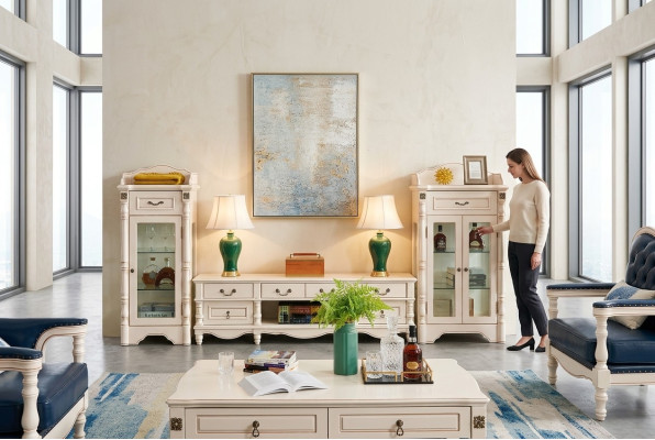 Galota Living Room Szkło Classic 2-częściowe. Witryny Szafa Półka Zestaw Półek Drewno
