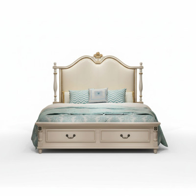 Łóżko Podkładka Design Luksusowe Dwuosobowe łóżko Hotelowe Royal Baroque Drewno Meble Nowe