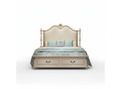 Łóżko Podkładka Design Luksusowe Dwuosobowe łóżko Hotelowe Royal Baroque Drewno Meble Nowe
