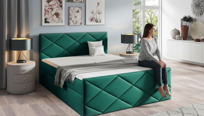 Łóżko Podstawa łóżko skrzyniowe z materacem sprężynowym 180x200 Sypialnia Design Double Modern