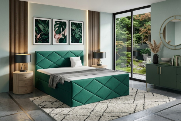 Łóżko Podstawa łóżko skrzyniowe z materacem sprężynowym 180x200 Sypialnia Design Double Modern