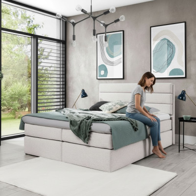 Łóżko Białe Łóżko z materacem sprężynowym 180x200 Sypialnia Design Double Hotel Modern Meble
