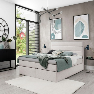 Łóżko Białe Łóżko z materacem sprężynowym 180x200 Sypialnia Design Double Hotel Modern Meble