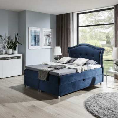 Łóżko materiałowe skrzyniowe Włókienniczy Design Double Hotel Modern Sypialnia Łóżko łóżka
