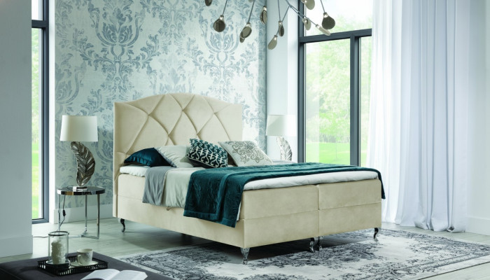 Skrzynia skrzyniowa Chesterfield Łóżko Meble łóżko king size Aksamit hotel nowa Sypialnia