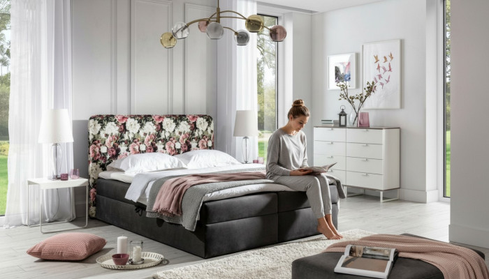 łóżko łóżko z materacem sprężynowym Włókienniczy projekt dwuosobowy hotel nowoczesne Łóżko Sypialnia kwiaty