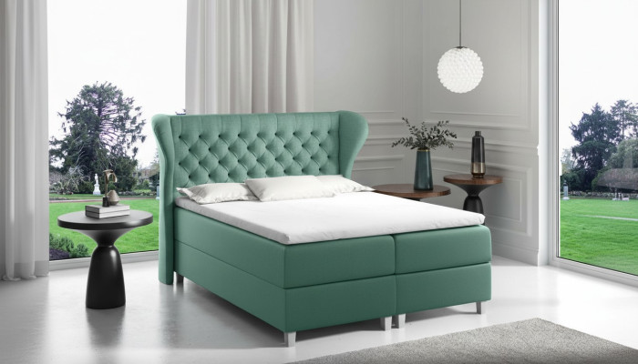 Łóżko Chesterfield boxspring Meble łóżko king size Aksamit hotel nowa Sypialnia