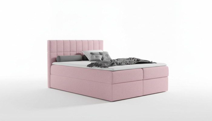 Łóżko Pink Material Box Łóżko Włókiennicze Design Double Hotel Modern z Podstawa łóżka