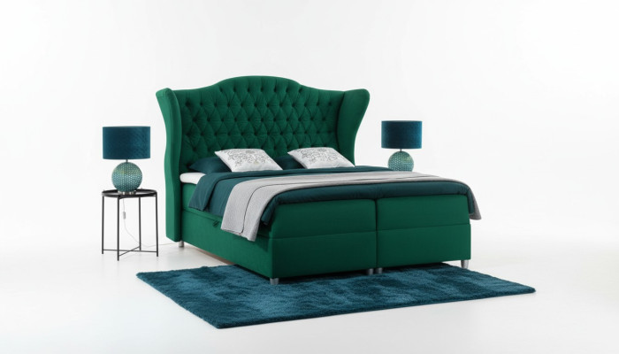 Łóżko Chesterfield Boxspring Hotel Łóżko Sypialnia Aksamit Velvet Luxury Meble