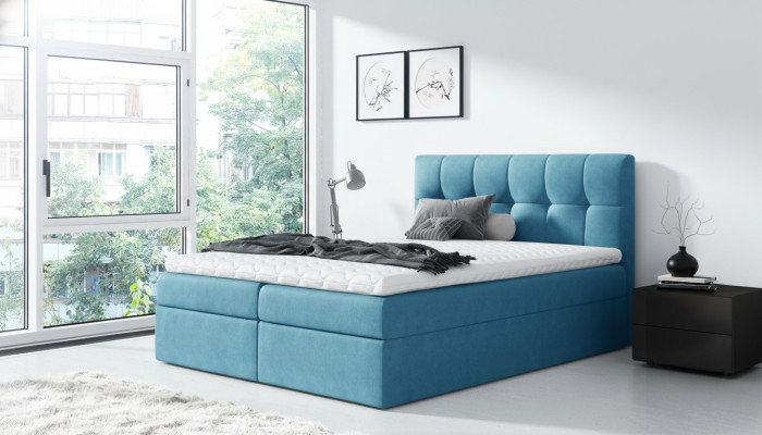 Łóżko podwójne łóżko z materacem sprężynowym Podwójne łóżko Modern Blue Sypialnia łóżka 160x200