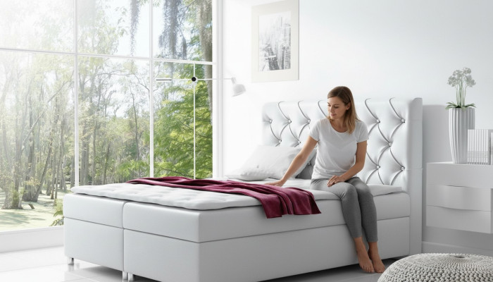 Łóżko Chesterfield Nowoczesne łóżko skrzyniowe Podwójne łóżko łóżko tapicerowane 200x200 Nowość