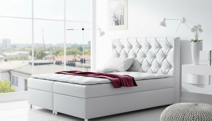 Łóżko Chesterfield Nowoczesne łóżko skrzyniowe Podwójne łóżko łóżko tapicerowane 200x200 Nowość