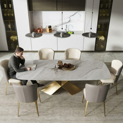 Luksusowe stoły do ​​jadalni Design Tabela Stal nierdzewna Stone Meble jadalnia Modern Column