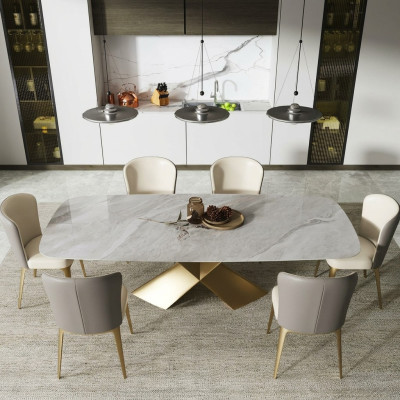 Luksusowe stoły do ​​jadalni Design Tabela Stal nierdzewna Stone Meble jadalnia Modern Column