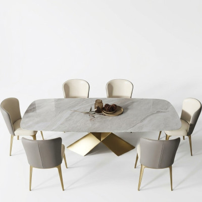 Luksusowe stoły do ​​jadalni Design Tabela Stal nierdzewna Stone Meble jadalnia Modern Column