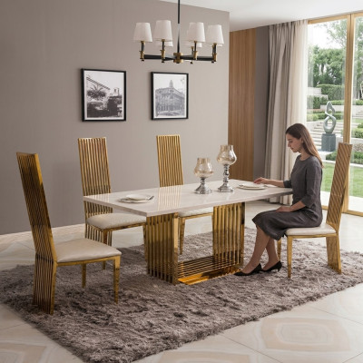 Luksusowy Stolik Metalowy Stół obiadowy Mega Design Stoły Metalowe 140x80 Meble do jadalni