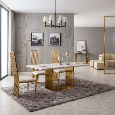 Luksusowy Stolik Metalowy Stół obiadowy Mega Design Stoły Metalowe 140x80 Meble do jadalni