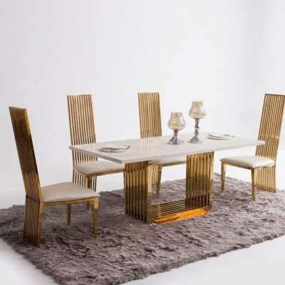 Luksusowy Stolik Metalowy Stół obiadowy Mega Design Stoły Metalowe 140x80 Meble do jadalni