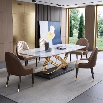 Luksusowy stół metalowy Stół obiadowy Mega Design stoły Stal nierdzewna Imitacja marmuru Stół obiadowy
