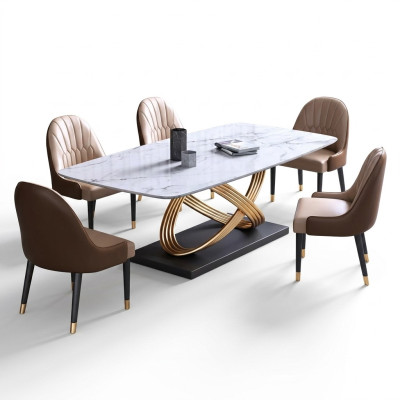 Luksusowy stół metalowy Stół obiadowy Mega Design stoły Stal nierdzewna Imitacja marmuru Stół obiadowy