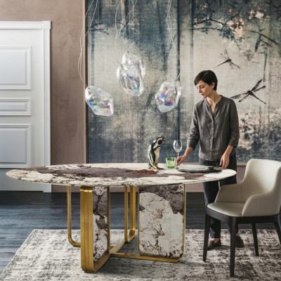 Stoły Kamienne do Jadalni Okrągłe stoły Design Tabela Okrągłe Meble jadalnia Modern New