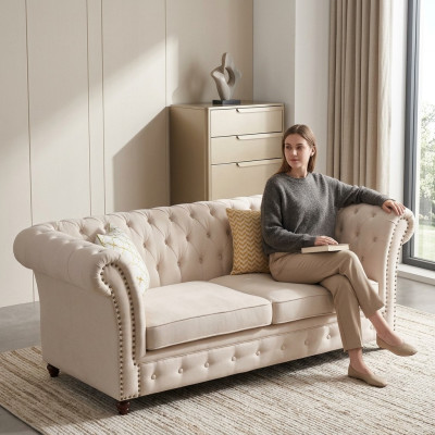 Chesterfield Zestaw sofowy 321 Żywy krajobraz Siedziba Design Couch Sofy Sofa skórzana