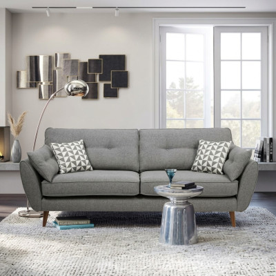 Sofa Tapicerowana Sofa 2 miejsce do siedzenia Textill Siedziba Design Couch Sofy Materiał Szary 226 cm Nowość
