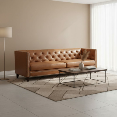Sofa 4 miejsce do siedzenia Sofa Tapicerowana Nowoczesna Siedziba Poliester Design Couch Orange