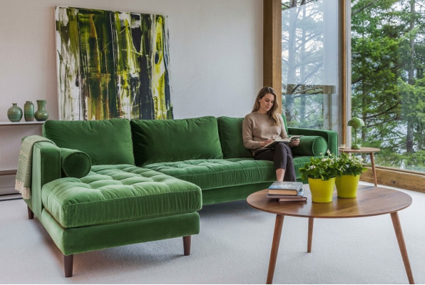 Narożnikowa kanapa L-shape Żywy krajobraz Narożnik Sofa Tapicerowana Siedziba Design Couch Sofy Materiał Nowość