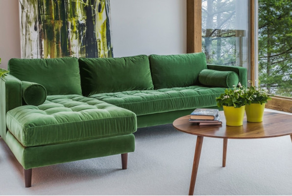 Narożnikowa kanapa L-shape Żywy krajobraz Narożnik Sofa Tapicerowana Siedziba Design Couch Sofy Materiał Nowość