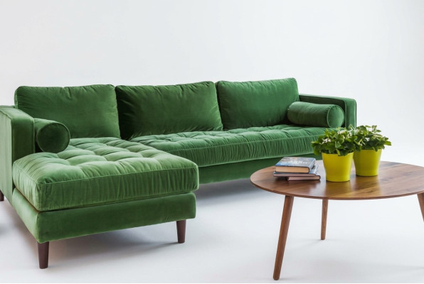 Narożnikowa kanapa L-shape Żywy krajobraz Narożnik Sofa Tapicerowana Siedziba Design Couch Sofy Materiał Nowość