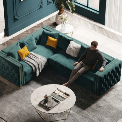 Narożnik kanapa Narożnik w kształcie litery L Sofa tapicerowana Sofa Sofy Materiał Chesterfield Meble