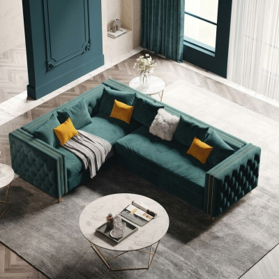 Narożnik kanapa Narożnik w kształcie litery L Sofa tapicerowana Sofa Sofy Materiał Chesterfield Meble