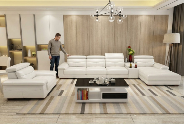 Narożnik kanapa L-form sztuczna skóra Narożnik sofa tapicerowana Siedziba design kanapa sofy Żywy krajobraz