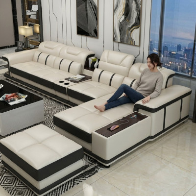 Żywy krajobraz Narożnikowa kanapa Narożnik w kształcie litery L Sofa tapicerowana Siedziba design kanapa sofy sztuczna skóra