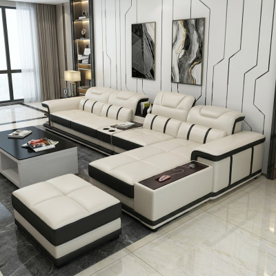 Żywy krajobraz Narożnikowa kanapa Narożnik w kształcie litery L Sofa tapicerowana Siedziba design kanapa sofy sztuczna skóra