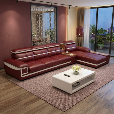 Luksusowa Narożnikowa kanapa L-shape sztuczna skóra Narożnik tapicerowana sofa Siedziba design kanapa sofy Czerwony Nowość