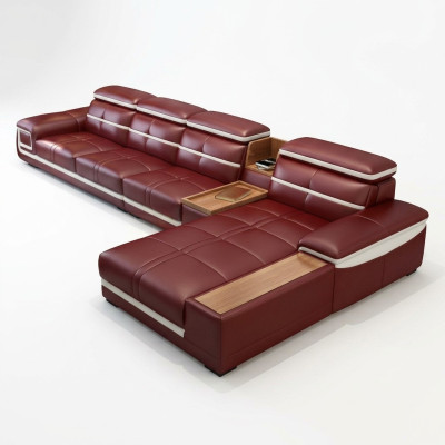Luksusowa Narożnikowa kanapa L-shape sztuczna skóra Narożnik tapicerowana sofa Siedziba design kanapa sofy Czerwony Nowość